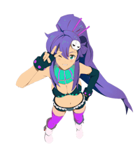 an anime girl with purple hair and purple clothes